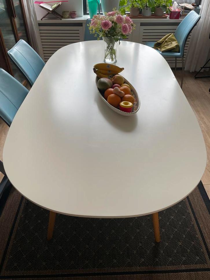 Flex Eetkamertafel Ovaal - Wit/Eiken - 200x100, Huis en Inrichting, Tafels | Eettafels, Gebruikt, 50 tot 100 cm, 150 tot 200 cm