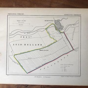 07 / Kuyper kaart Utrecht van Hoenkoop Litho uit 1866 beschikbaar voor biedingen