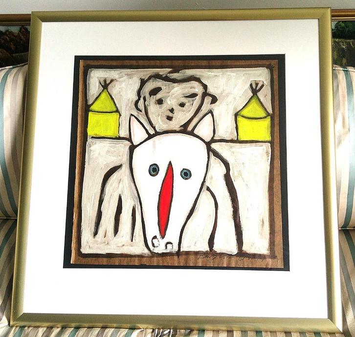 Bart Drost op zijn paardje '94 - (geboren 1955 te Venlo), Antiek en Kunst, Kunst | Schilderijen | Klassiek, Ophalen