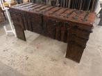 Antiek eiken kist met gesmeden beslag, Huis en Inrichting, Woonaccessoires | Kisten, Ophalen, Minder dan 50 cm, ., Zo goed als nieuw