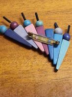 broche hout en kralen gekleurd, Ophalen of Verzenden, 'T Olde Gre-j, Info@toldegrej.nl, Endepoelstraat 20f Didam