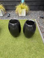 Zwarte Bloempotten Set (47cm), Tuin en Terras, Bloembakken en Plantenbakken, Ophalen, Overige materialen, Gebruikt, Minder dan 60 cm
