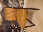 eetkamerstoel leer en staal, Huis en Inrichting, Stoelen, Ophalen, Gebruikt, Bruin, Metaal