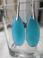 Lichtblauwe druppel oorhangers (H25162), Hangers, Blauw, Nieuw, Ophalen of Verzenden