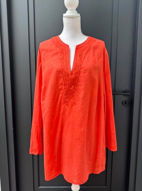 ZGAN! Koraal oranje linnen en katoen tuniek mt 4XL, Kleding | Dames, Blouses en Tunieken, Zo goed als nieuw, Ophalen of Verzenden