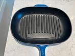 Le Creuset grillpan 32/22 cm in top staat, Gebruikt, Gietijzer, Ophalen of Verzenden, Keramische plaat