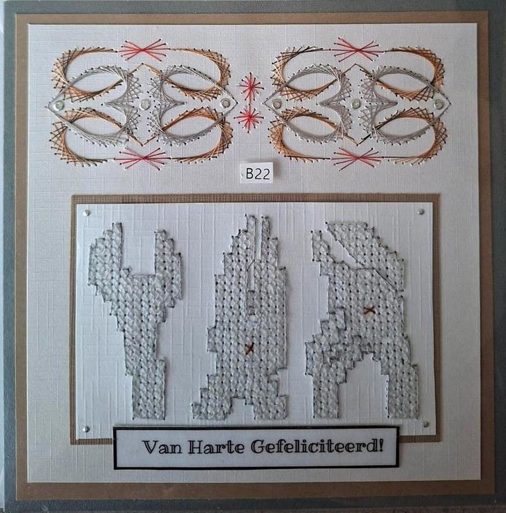 Geborduurde wenskaarten Mannen, Hobby en Vrije tijd, Kaarten | Zelfgemaakt, Nieuw, Man of Vrouw, Ophalen of Verzenden