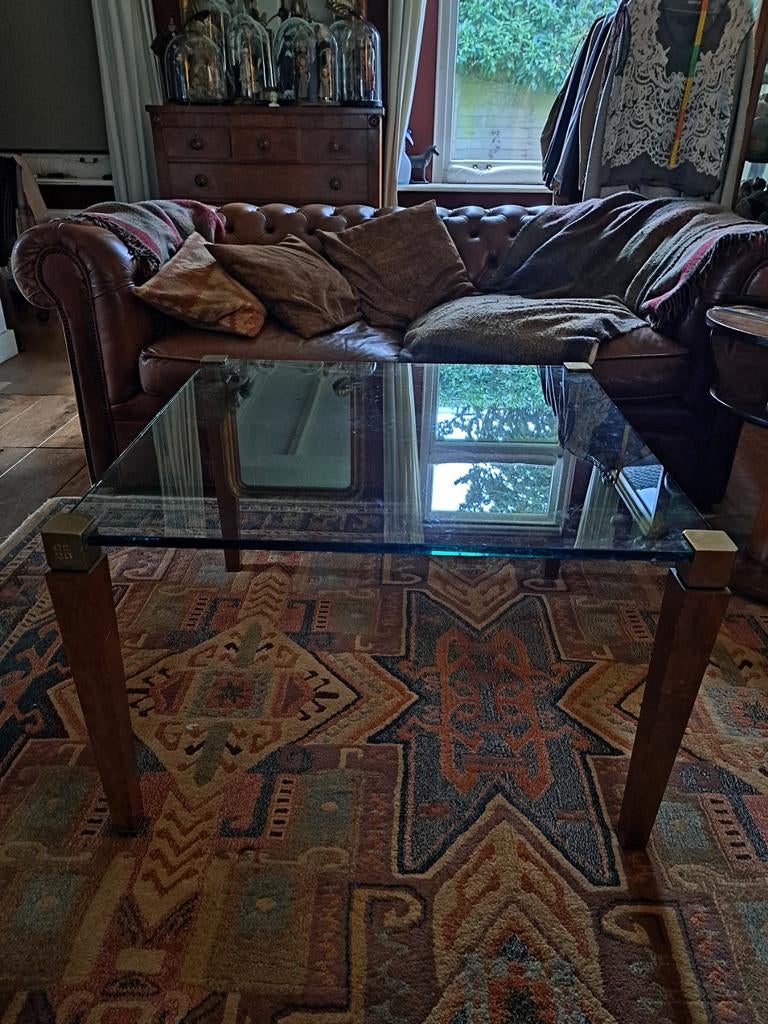 Design glastafel ontwerper Peter Ghyczy 80x80x51, Ophalen