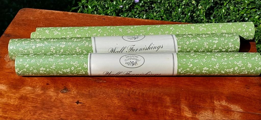 Vintage behangpapier Laura Ashley, Ophalen, Minder dan 10 m², Groen