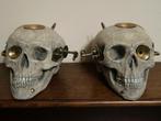 set SteamPunk Schedels unieke custom-made Fantasy Kandelaars, Ophalen of Verzenden, Nieuw