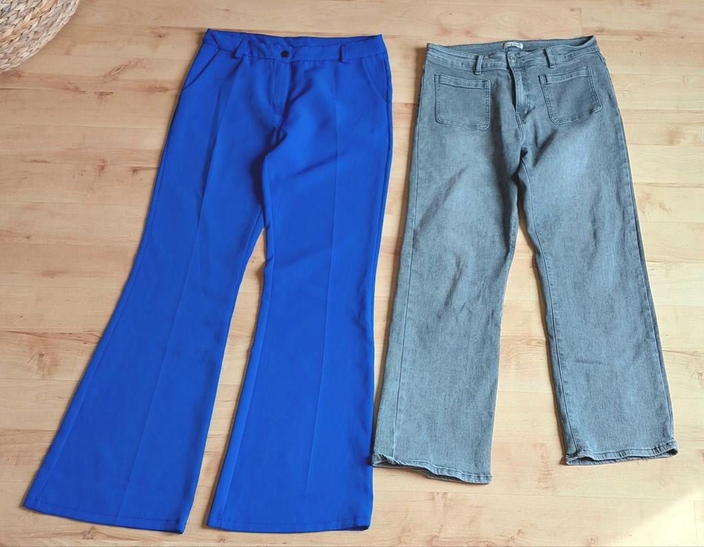 Wide leg broeken, maat L, Blauw, Maat 42/44 (L), Ophalen of Verzenden, Zo goed als nieuw