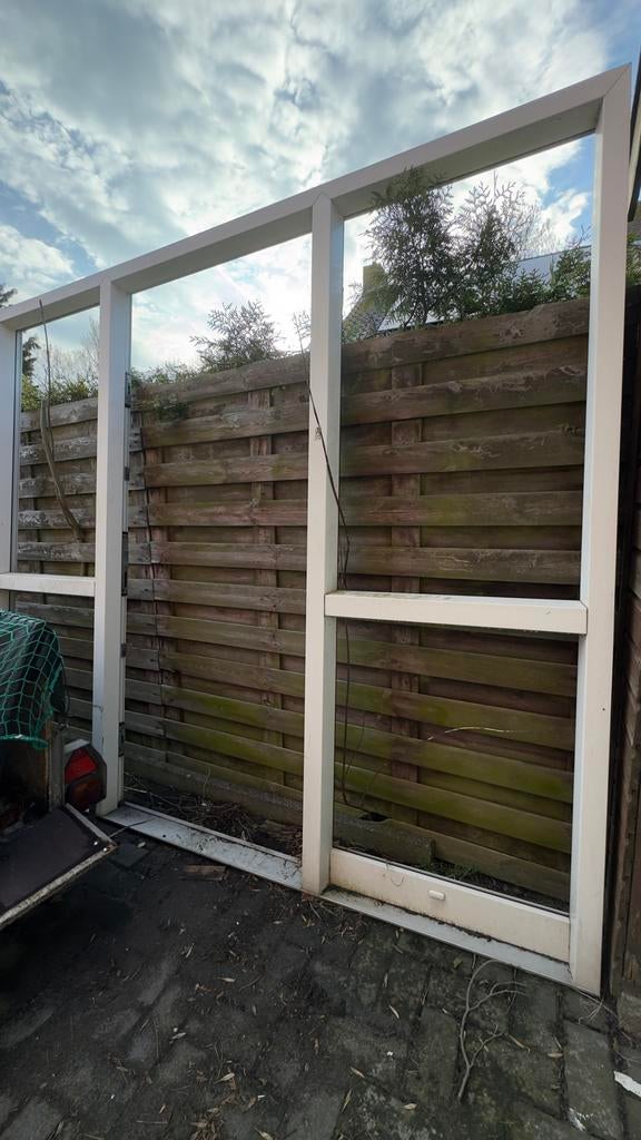 Kozijnen met glas en deur - Gebruikt, 75 tot 150 cm, Kunststof, Gebruikt, Deurkozijn