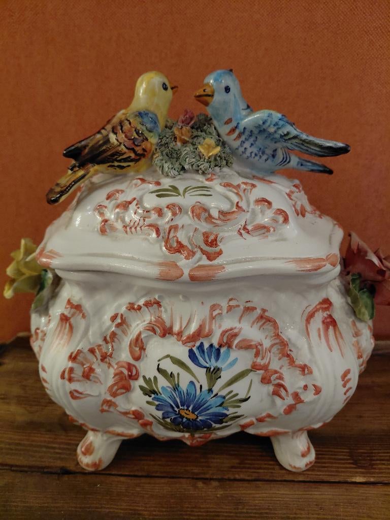 Mooi porselein vintage doosje met vogeltjes, Ophalen of Verzenden