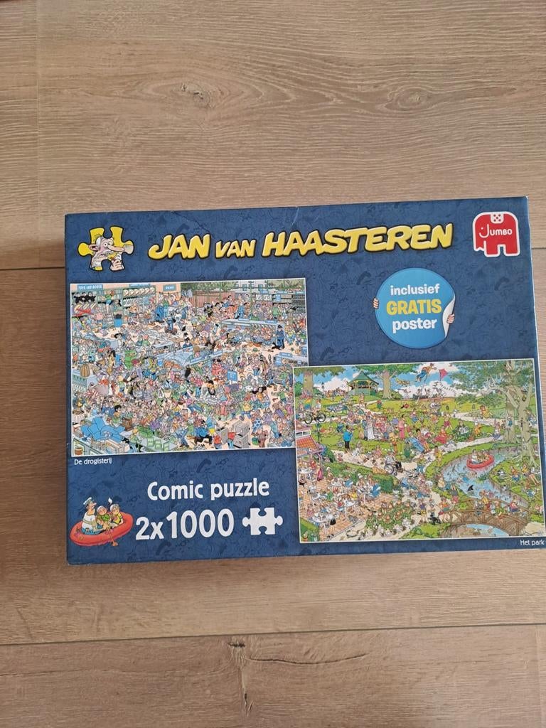 Jan van Haasteren puzzels (2x1000), Ophalen of Verzenden, 500 t/m 1500 stukjes, Zo goed als nieuw