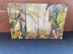 Schilderij tropisch woud met papegaaien en bloemen, Huis en Inrichting, Woonaccessoires | Schilderijen, Tekeningen en Foto's, 50 tot 75 cm
