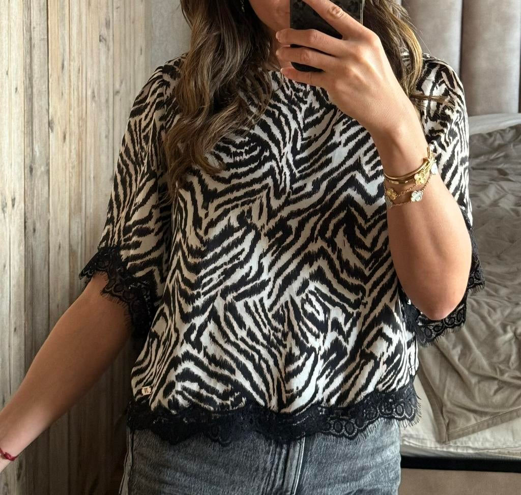 Josh V top met zebra print in maat S., Zwart, Ophalen of Verzenden, Zo goed als nieuw, Korte mouw