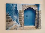 Canvas Chefchaouen Deur - Marokkaanse Stadspoort, Nieuw, Ophalen of Verzenden, Print, 75 tot 100 cm