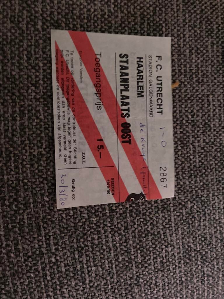 TICKET FC UTRECHT-HAARLEM 79-80, Verzamelen, Sportartikelen en Voetbal, Ophalen of Verzenden, Zo goed als nieuw, F.C. Utrecht