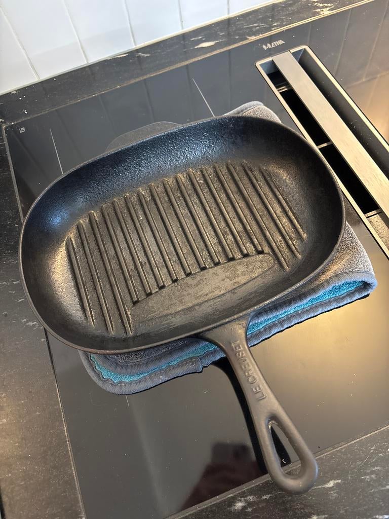Le Creuset Gietijzeren Grillpan - Gebruikt, Le Creuset, Gebruikt, Ophalen of Verzenden, Zwart