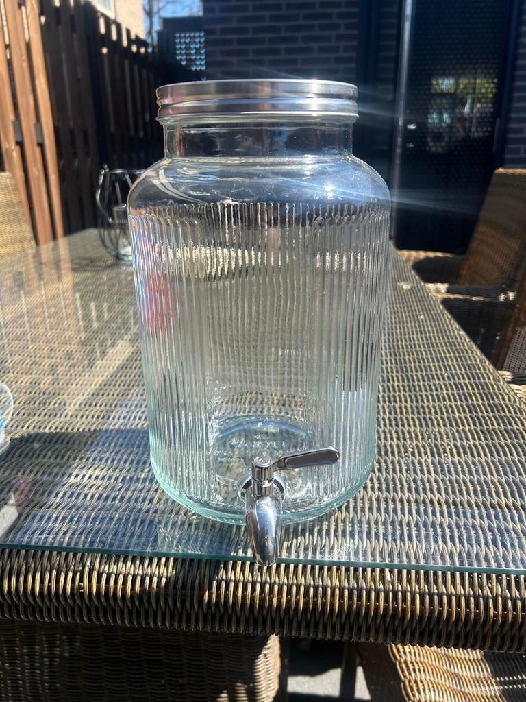 Glazen drankdispenser 5 liter met tapkraan, Overige typen, Ophalen of Verzenden, Zo goed als nieuw, Glas