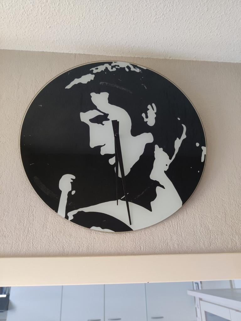 Elvis Zwart-witte wandklok, Ophalen of Verzenden, Wandklok