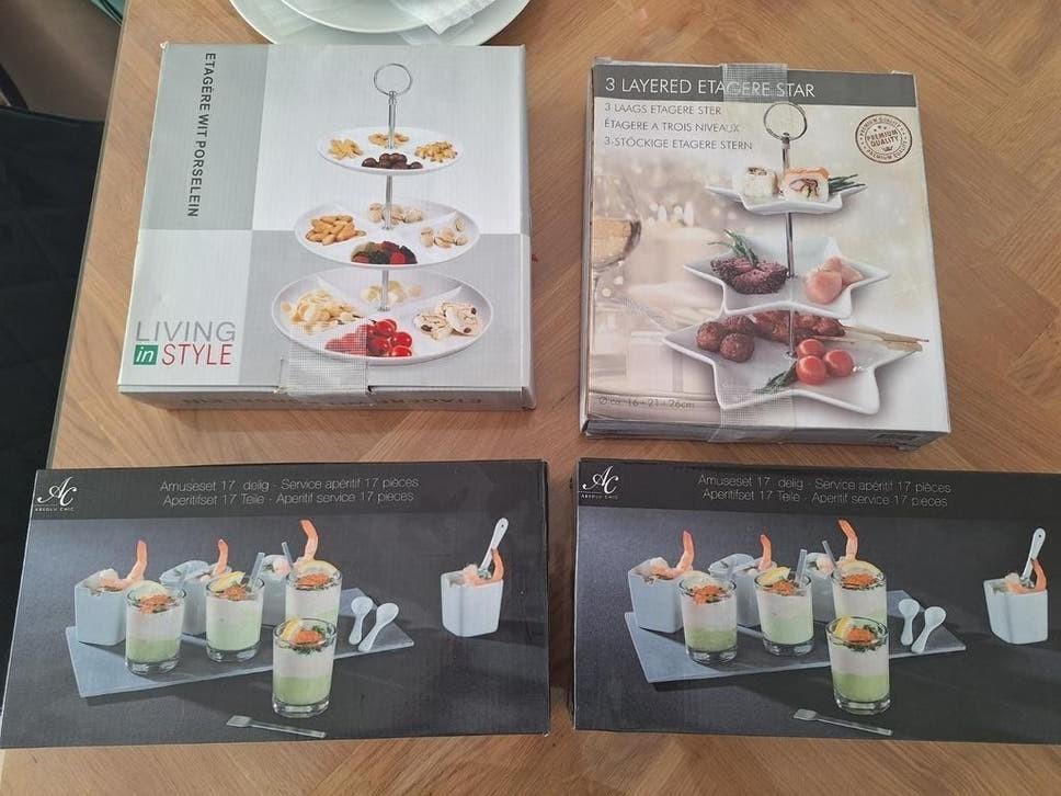 Amuseset & Etagères: Rond & Ster - Perfect voor Feestjes!, Ophalen, Overige typen, Nieuw, Steen/keramiek