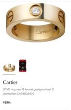 Cartier ring met 3 diamanten orgineel, Ophalen of Verzenden, Zo goed als nieuw, Goud, Dame