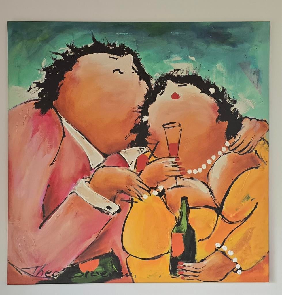 Dikke dames schilderij “Jij en Ik”  Theo Broeren 1x1m, Ophalen