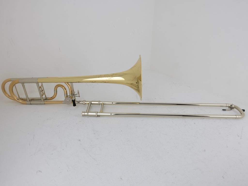 Gebruikte Tenor Trombone Manchester Brass met kwartventiel,, Muziek en Instrumenten, Blaasinstrumenten | Trombones, Manchester Brass
