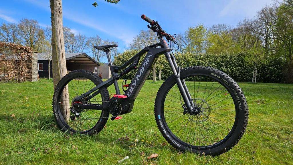 Olympia Carbon E1-X 8.0 Full Suspension E-MTB (M), 27.5 inch, Fietsen en Brommers, Gebruikt, 51 tot 55 cm, 30 tot 50 km per accu