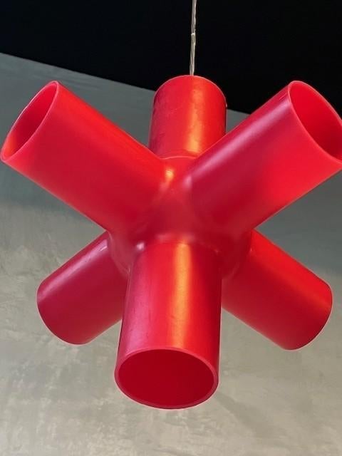 Crosslight hanglamp 7x Jan Melis & Ben Oostrum rood prijs ps, Kunststof, Jaren 90, DARK, Ophalen of Verzenden