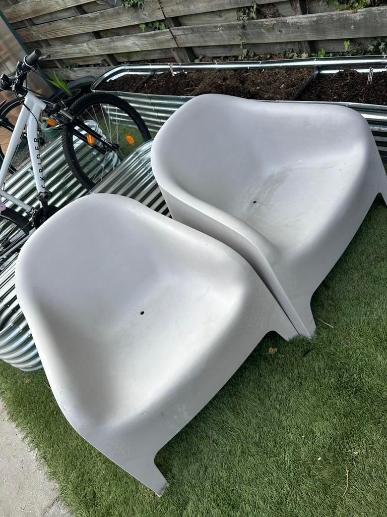 2x Ikea Skarpo grijsbeige, Tuin en Terras, Tuinstoelen, Ophalen, Zo goed als nieuw, Kunststof