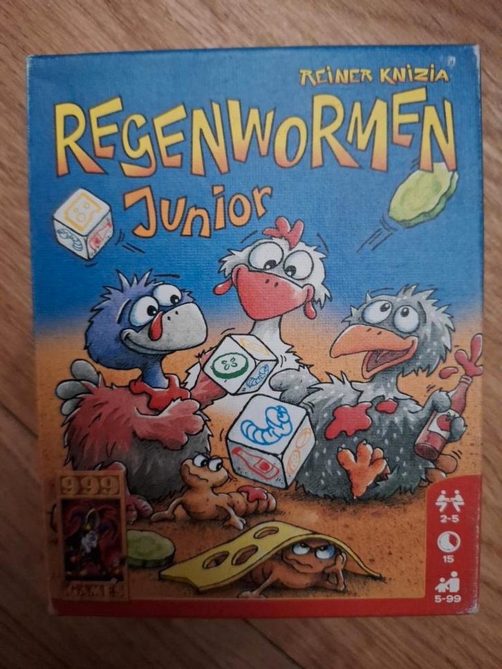 Regenwormen Junior - Leuk dobbelspel voor kinderen, Hobby en Vrije tijd, Gezelschapsspellen | Overige, Zo goed als nieuw, Een of twee spelers
