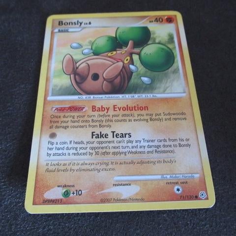 Pokemon kaart bonsly 71/130 2007, Ophalen of Verzenden, Gebruikt, Losse kaart
