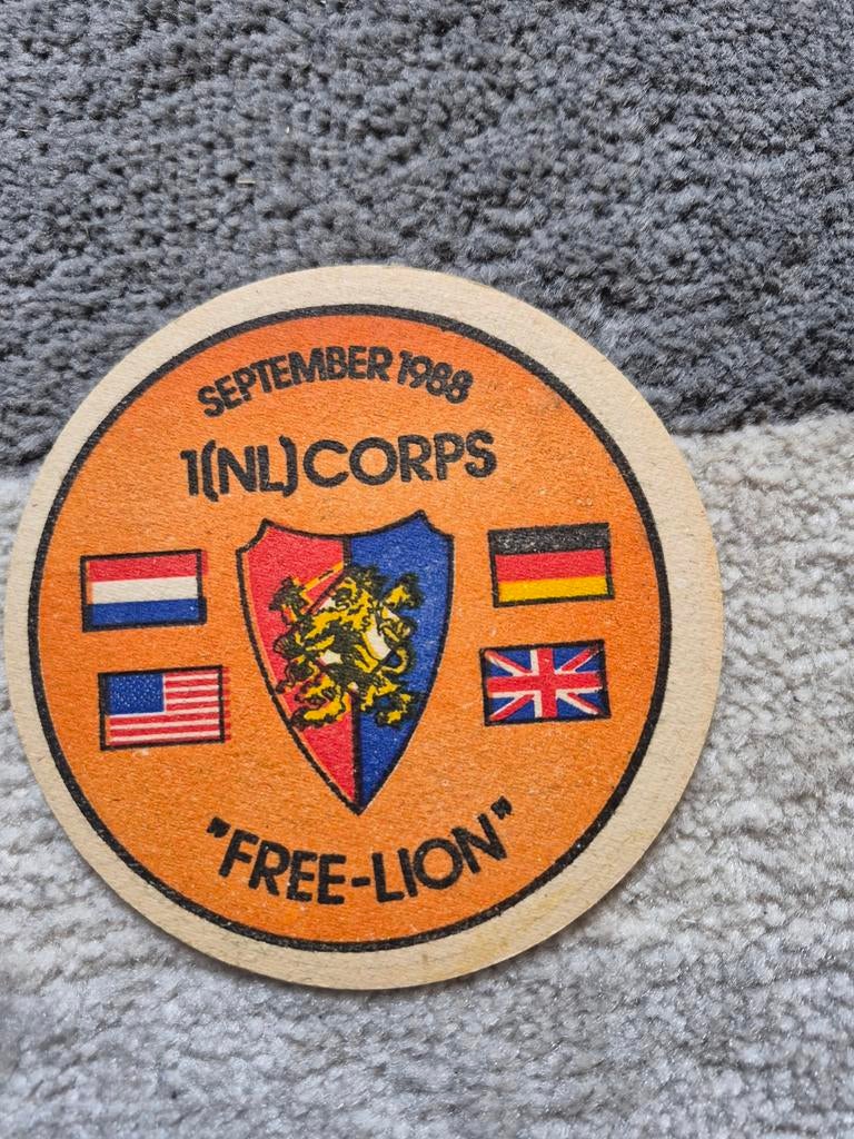 Vintage Grolsch Bierviltje - 1(NL)CORPS "FREE-LION" 1988, Ophalen of Verzenden