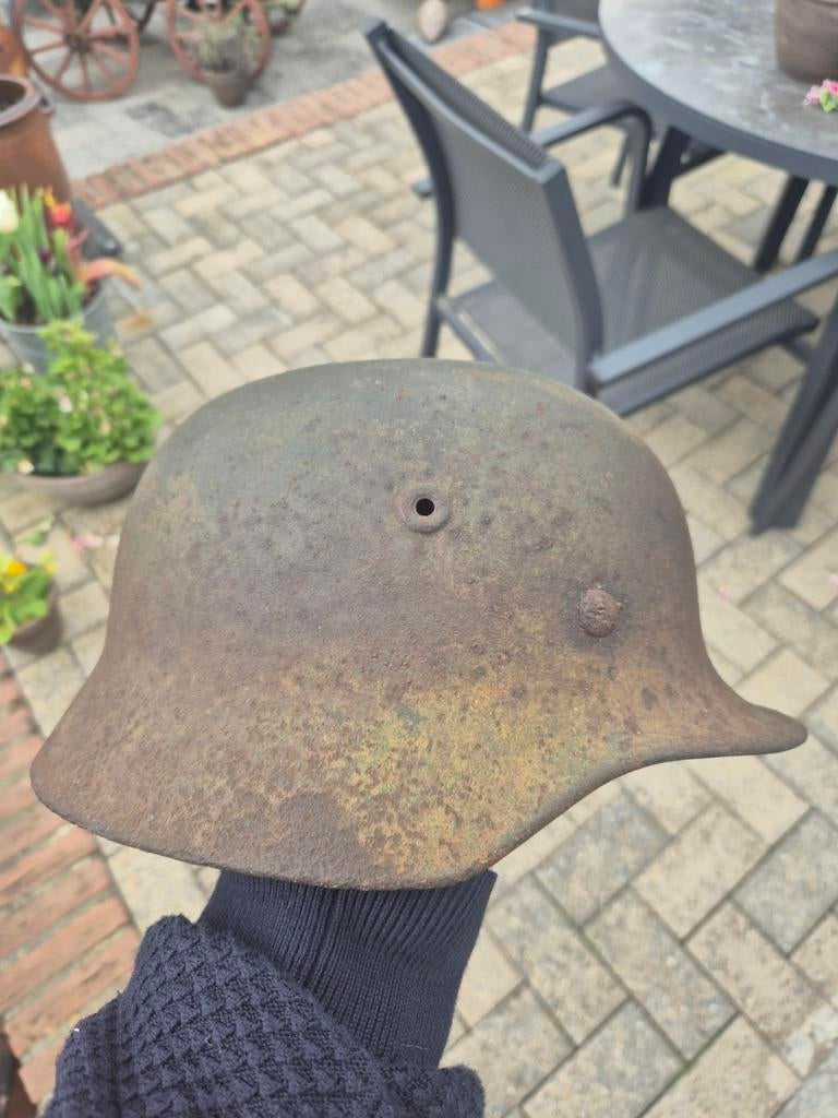 Duitse M40 camo helm.., Ophalen of Verzenden, Landmacht, Duitsland, Helm of Baret