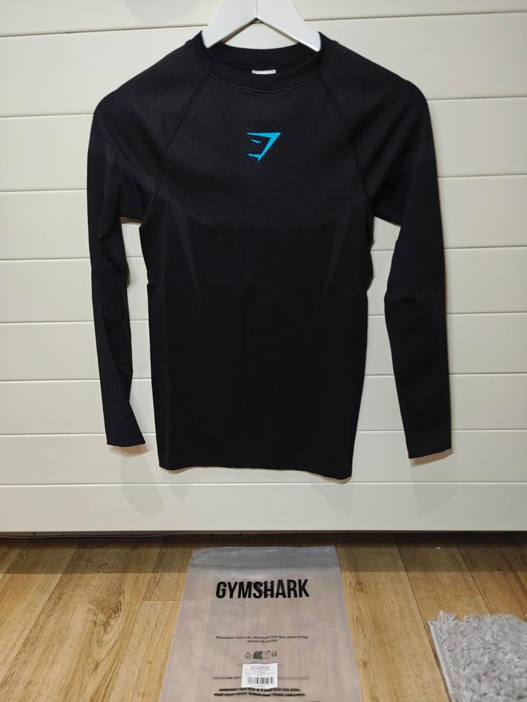 Gymshark Onyx 5.0 seamless long sleeve black/onyx grey XS, Ophalen of Verzenden, Nieuw