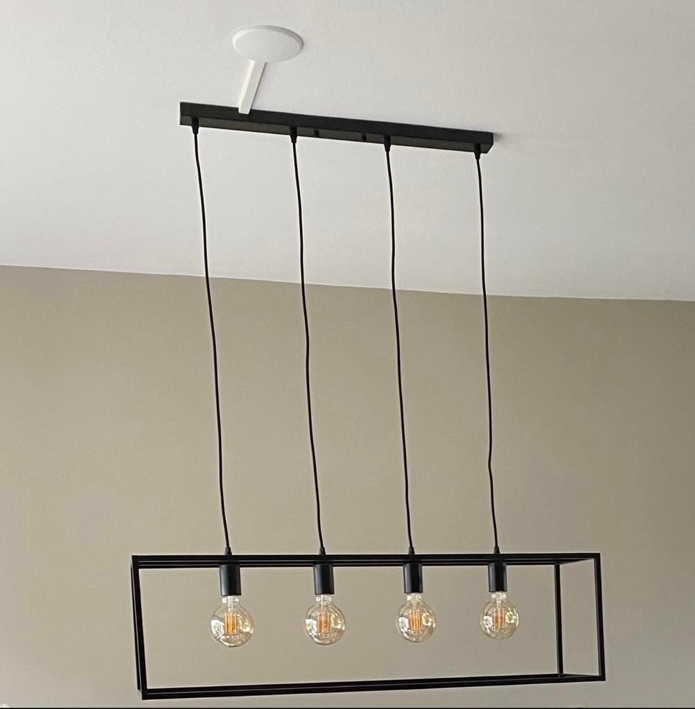 Industriële hanglamp eettafel, Huis en Inrichting, Lampen | Hanglampen, Ophalen, 50 tot 75 cm, Zo goed als nieuw, Metaal