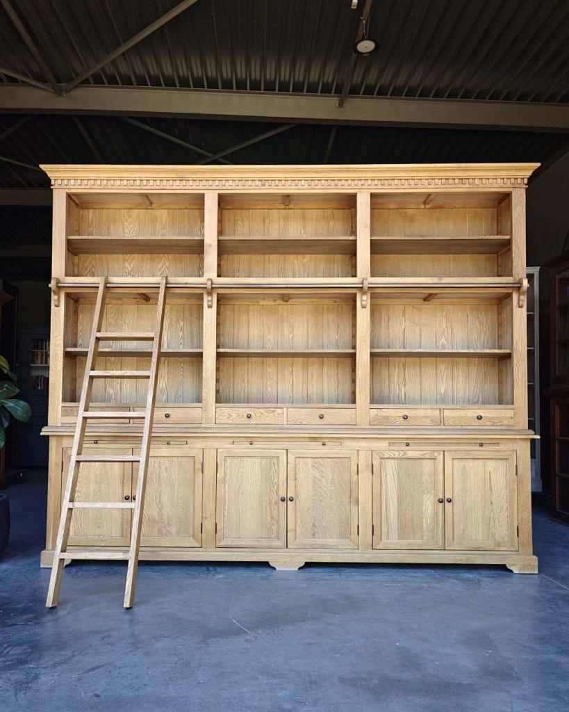 Grote eikenhouten bibliotheekkast | Boekenkast 300cm #9565, Niet ingevuld, 200 cm of meer, Niet ingevuld, Ophalen of Verzenden