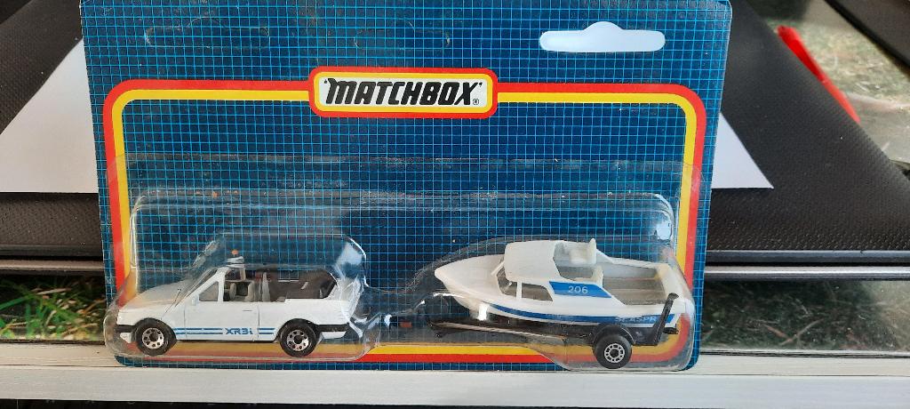 Matchbox TP-115 Ford Escort & Boot op Trailer, Ophalen of Verzenden, Zo goed als nieuw, Auto