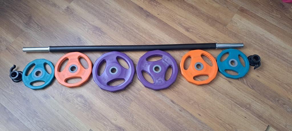 Barbell basic fit, Sport en Fitness, Ophalen, Zo goed als nieuw, Halterset