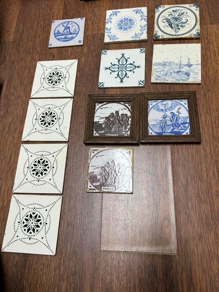Diverse oude tegeltjes, Antiek en Kunst, Antiek | Wandborden en Tegels, Ophalen of Verzenden