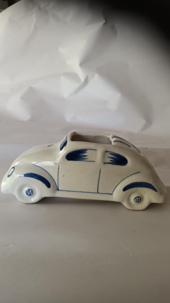 Vintage keramieken kever asbak met reclame, Ophalen of Verzenden