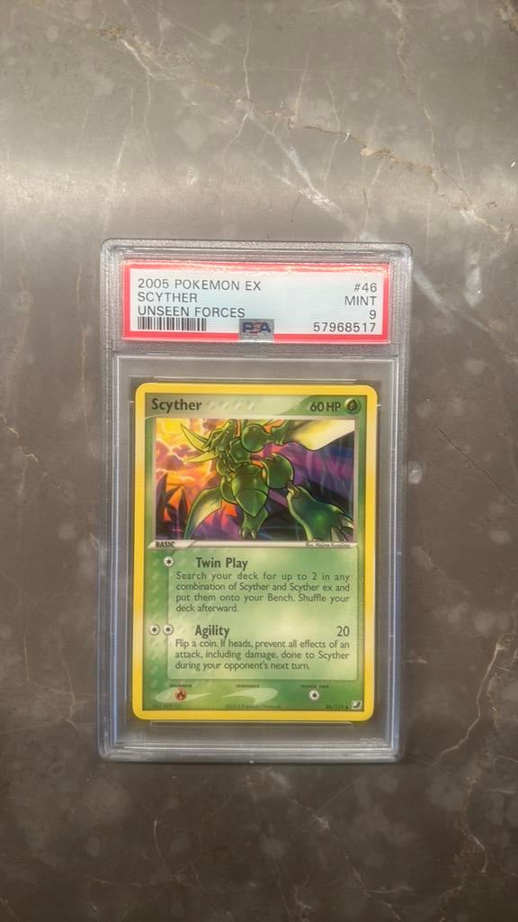 Pokemon EX Unseen Forces Scyther PSA 9, Ophalen of Verzenden, Zo goed als nieuw