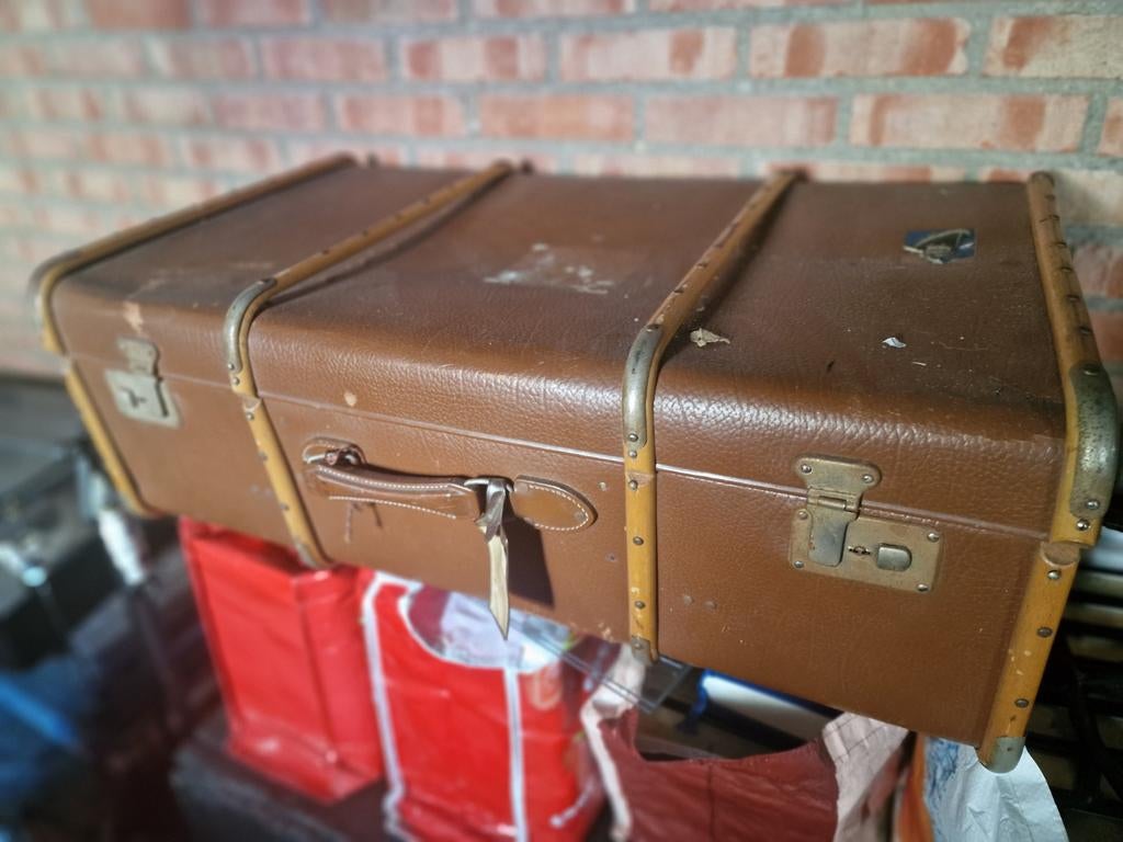 Vintage Hutkoffer Bruin - Decoratief en Ruim, Overige materialen, Gebruikt, Slot, 35 tot 45 cm