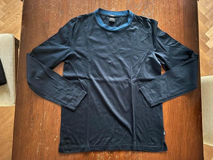 Longsleeve Hugo Boss donkerblauw - M - als nieuw, Kleding | Heren, T-shirts, Nieuw, Maat 48/50 (M), Blauw, Ophalen of Verzenden