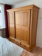 Houten kledingkast met schuifdeuren en lades, Ophalen, Gebruikt, 200 cm of meer, 150 tot 200 cm