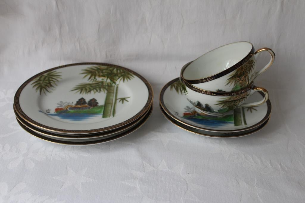 Vintage Japan Kutani geisha merk porseleinen servies 1950, Antiek en Kunst, Ophalen of Verzenden