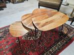 Set van 3 massief houten salon bijzettafels, Ophalen of Verzenden, Nvt, Nvt, Nvt