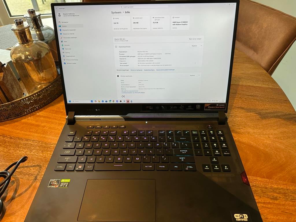 ASUS G733QR Ryzen 9 RTX 3070 2TB 32GB RAM, Computers en Software, Windows Laptops, Ophalen of Verzenden, Zo goed als nieuw, Gaming